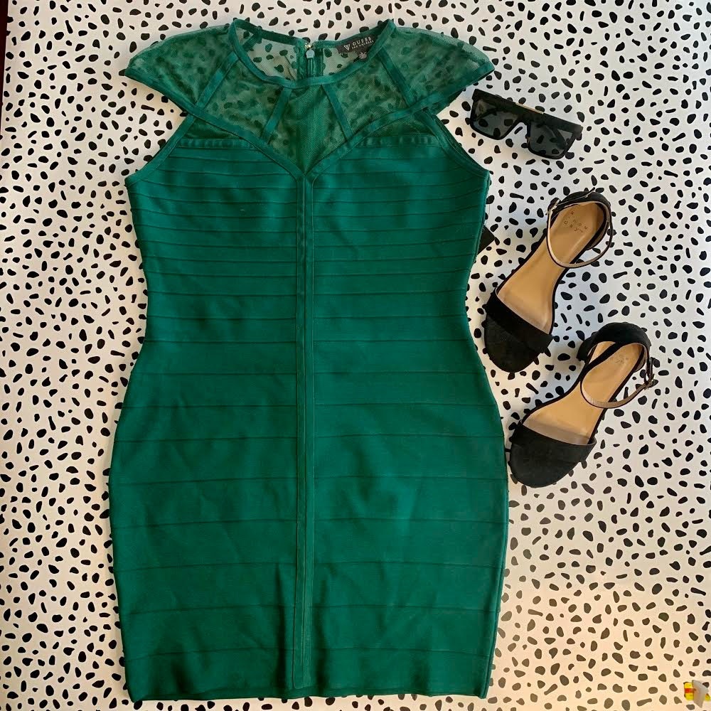 GUESS Women’s Green Bandage Mesh Dress | L